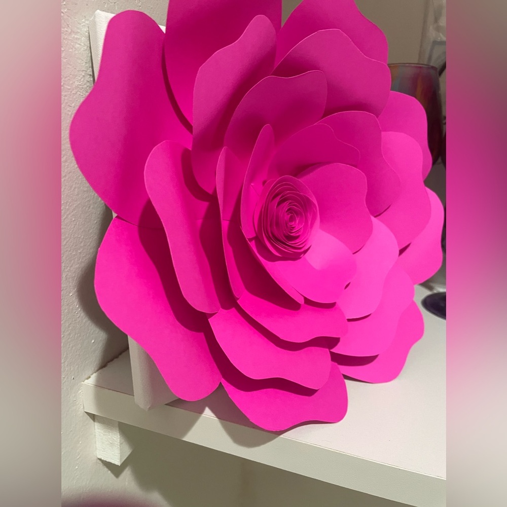 hot pink flower on canvas